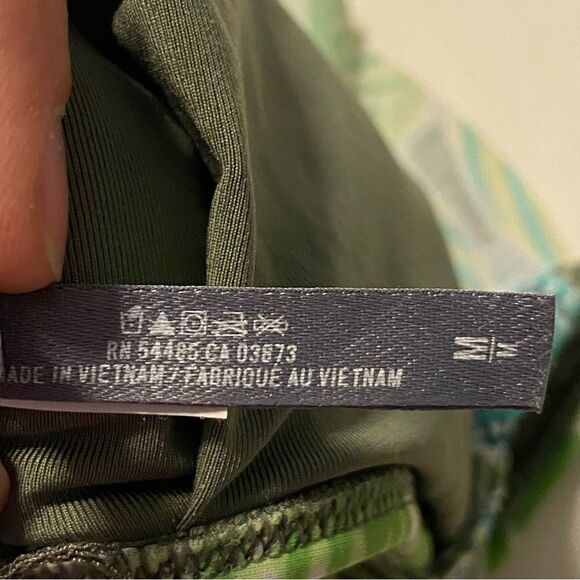 Aerie green floral wrap flutter ruffle strap bikini swimsuit bathing top M - Picture 7 of 9